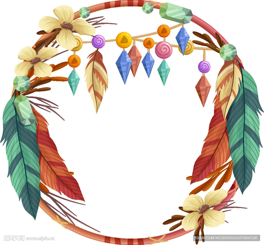 彩色羽毛花环装饰图案