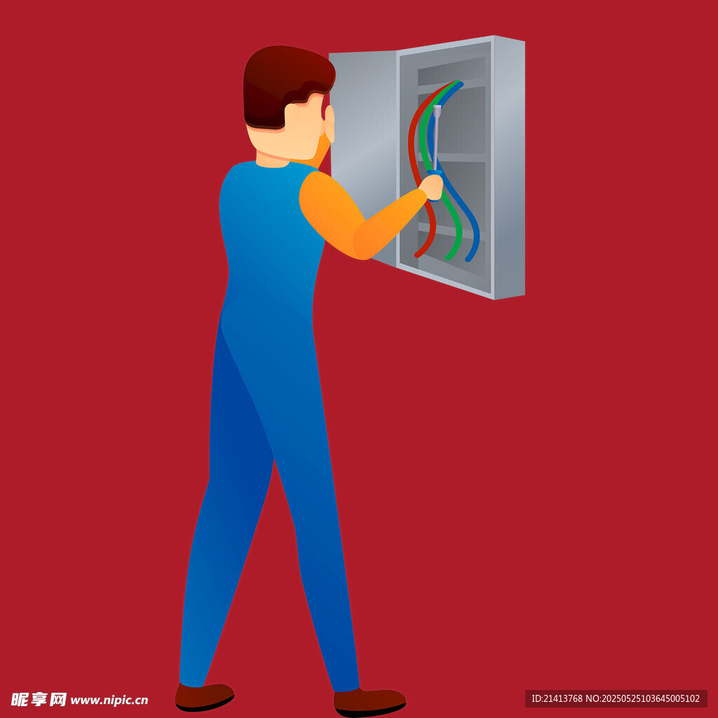 工人检修电器设备