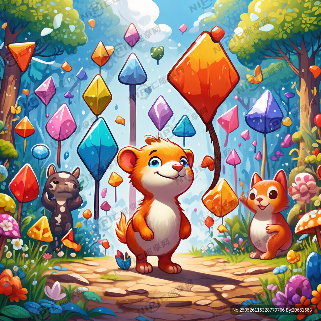 卡通动物箭头指示地贴