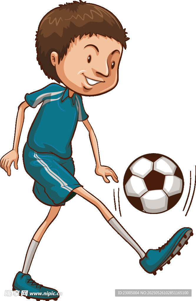 男孩踢足球瞬间