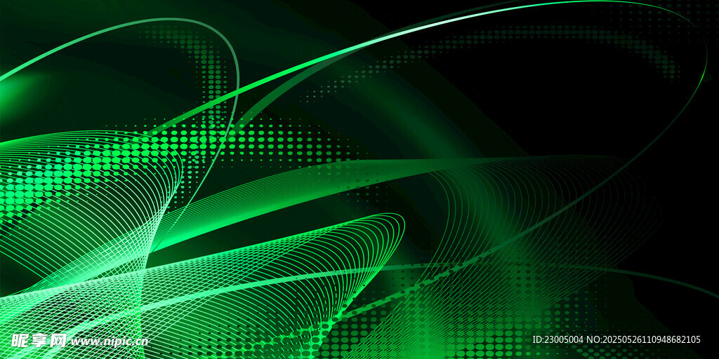 动感绿色线条抽象背景图