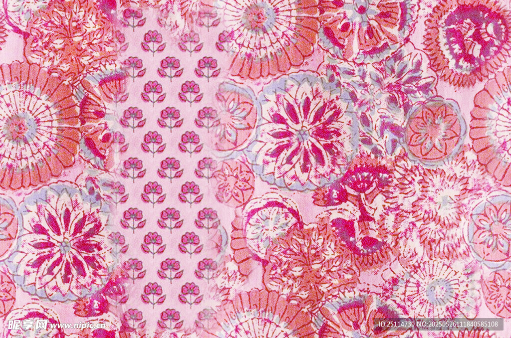 粉色花卉图案布料纹理