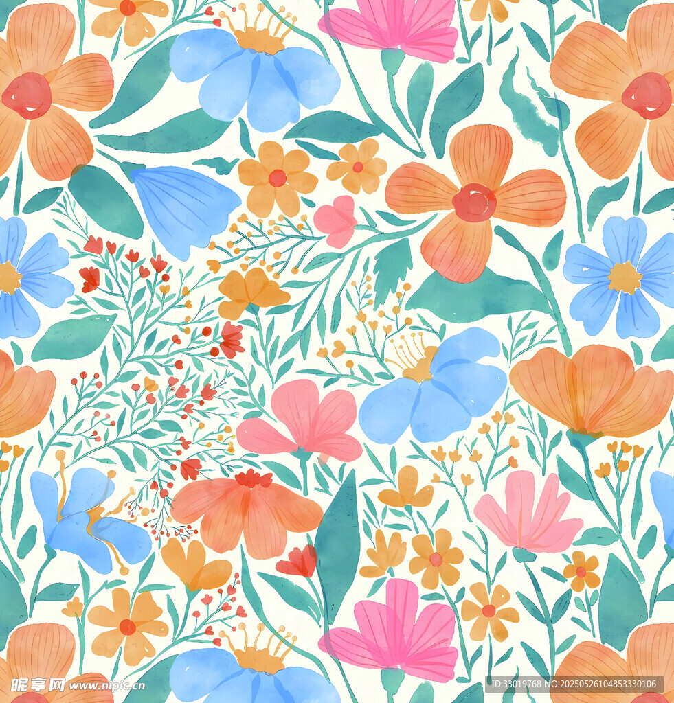 多彩花卉图案背景设计