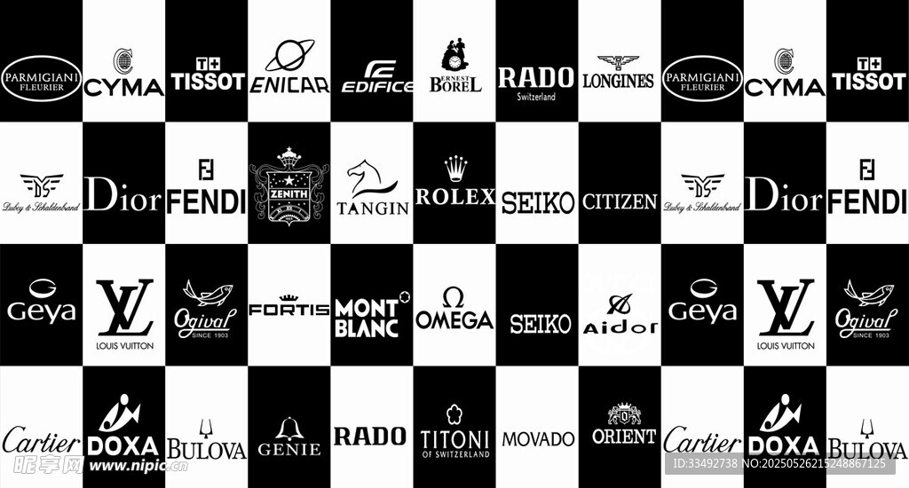 黑白棋盘格LV图案设计