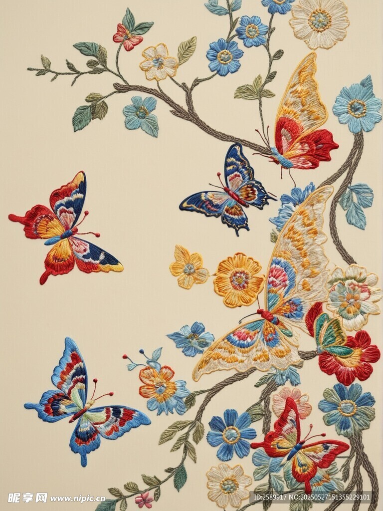 中式花鸟蝴蝶精美图案