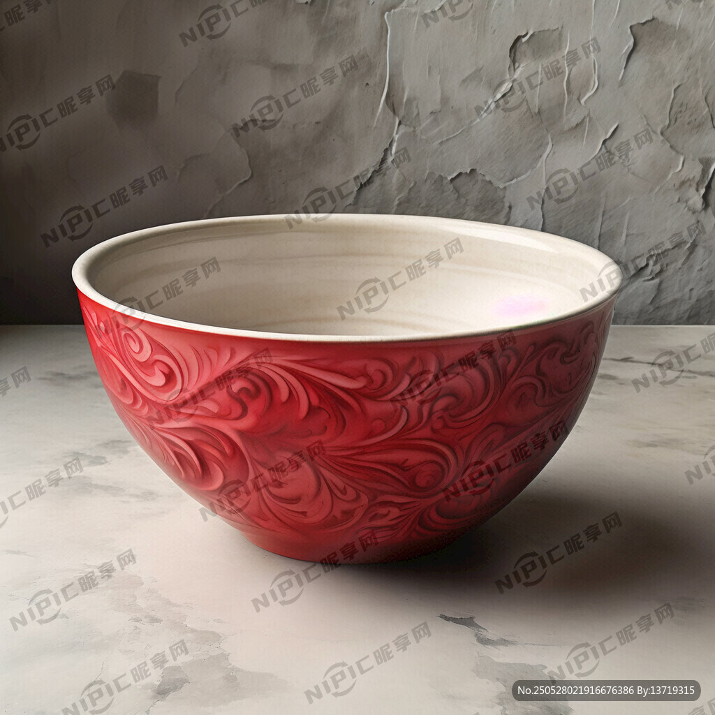 外面纯红色内部白色碗
