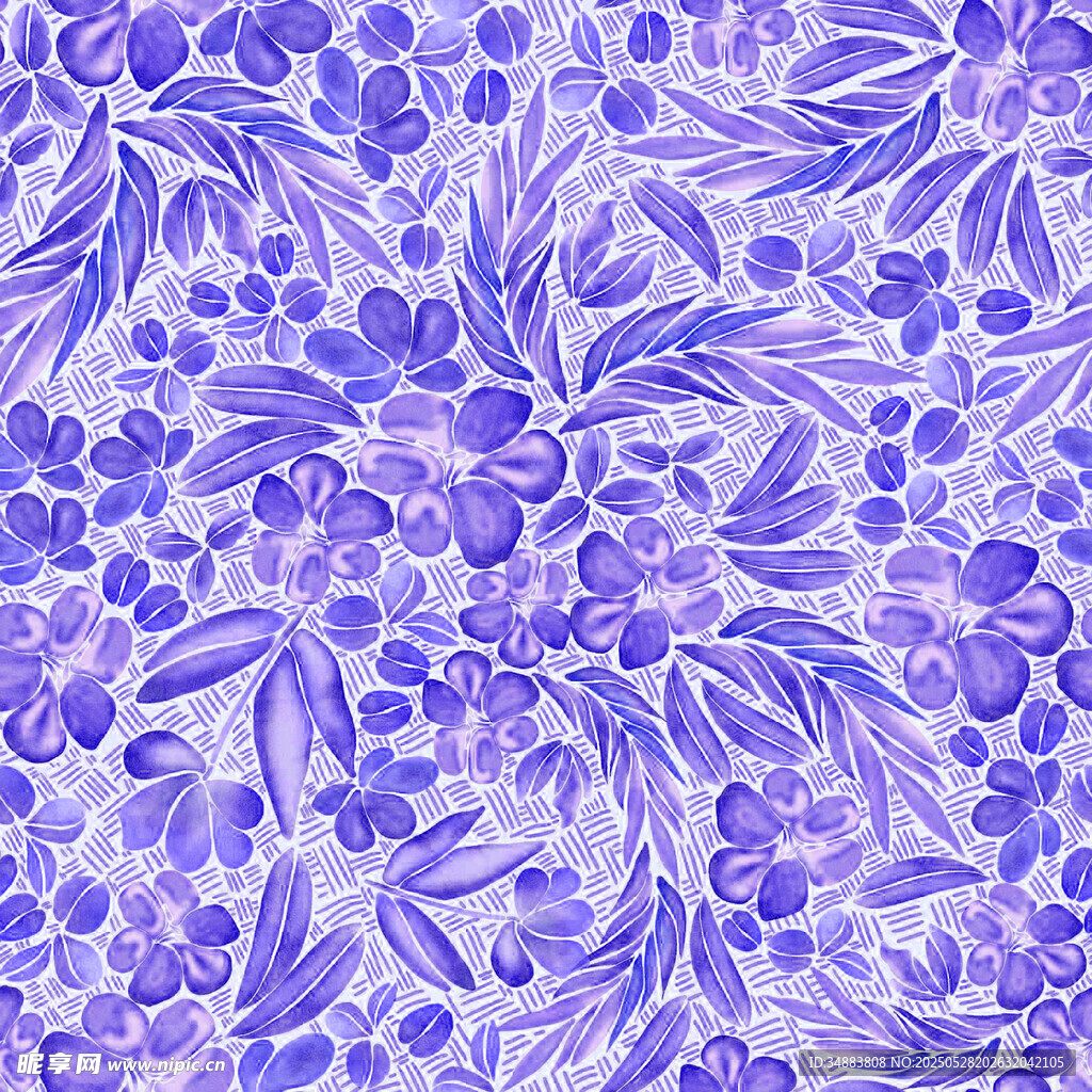 紫色花卉水彩无缝图案