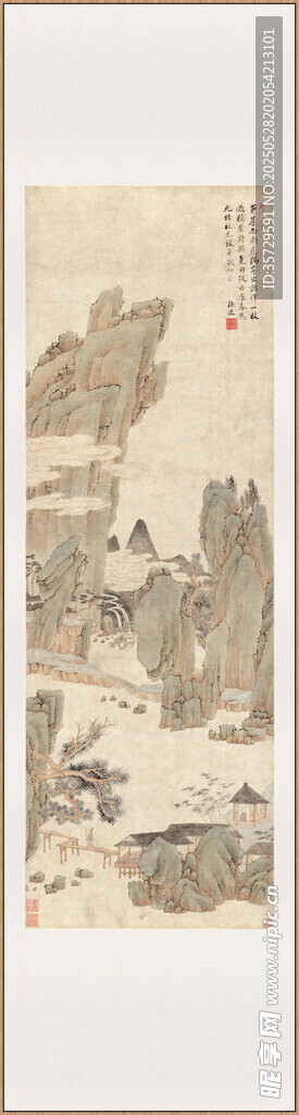 古代山水人物画清孙逸溪桥觅句