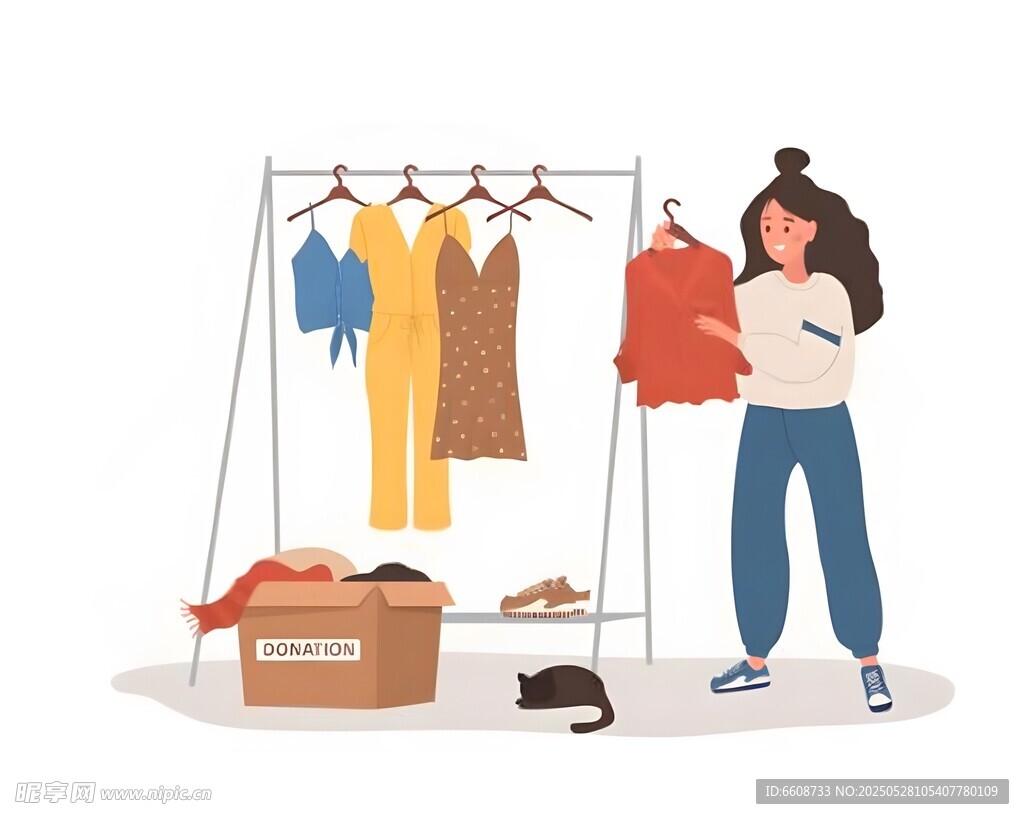 女子挑选挂架上的衣物