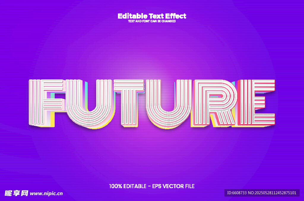 紫色背景上的未来英文艺术字