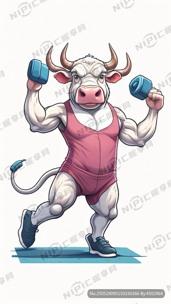 卡通牛 健身