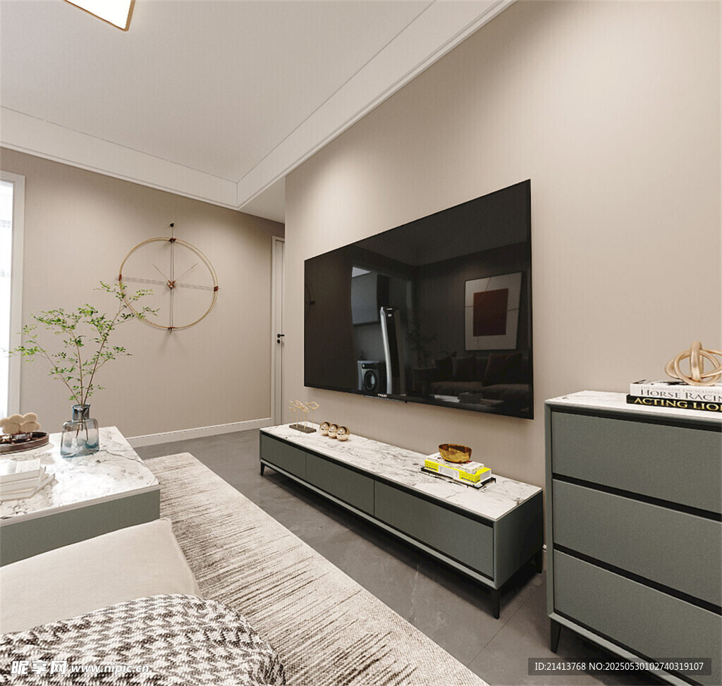 现代简约风客厅电视墙一角