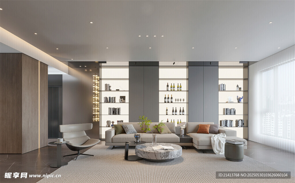 现代简约风格宽敞客厅空间