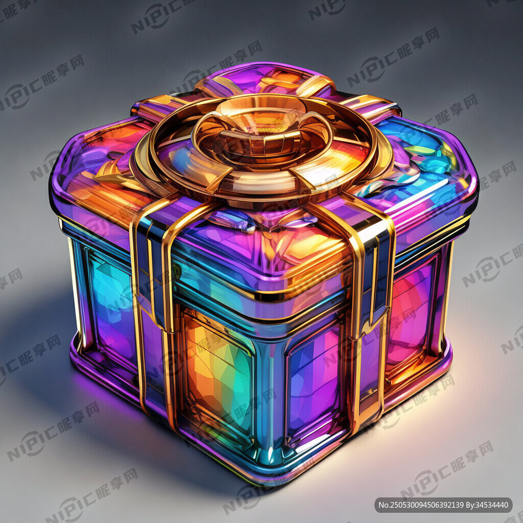 彩色礼盒 透明感 全息色 金币
