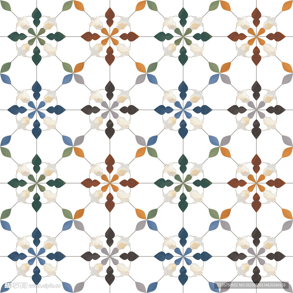多彩几何花纹瓷砖图案