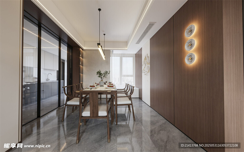 现代简约风餐厅走廊设计