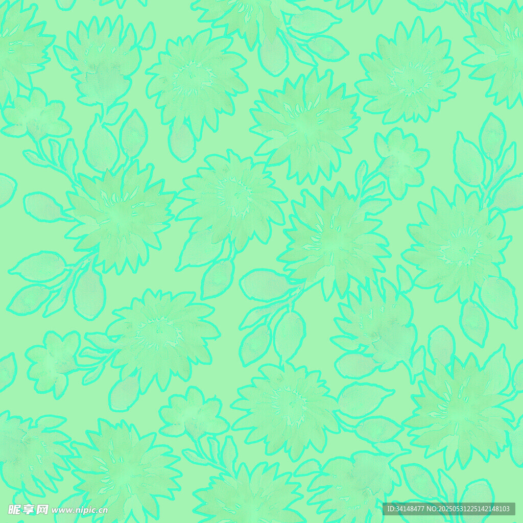 清新淡绿花卉图案背景