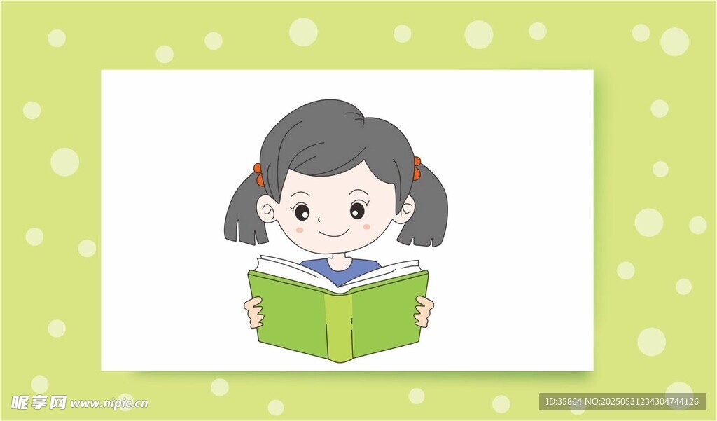 女孩专注阅读书籍