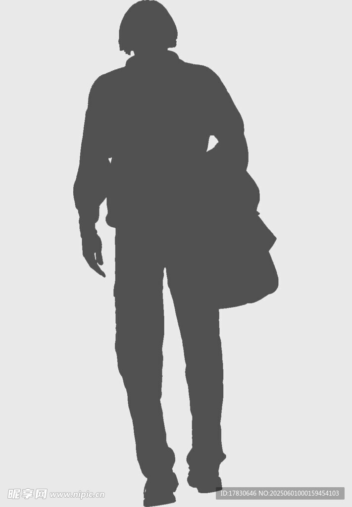 男子持包行走剪影
