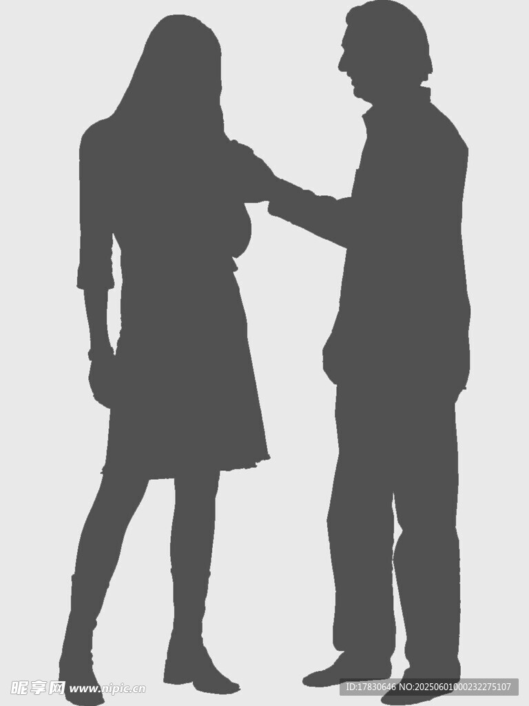 男女剪影互动瞬间