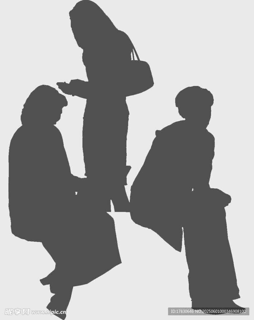 三人剪影姿态各异