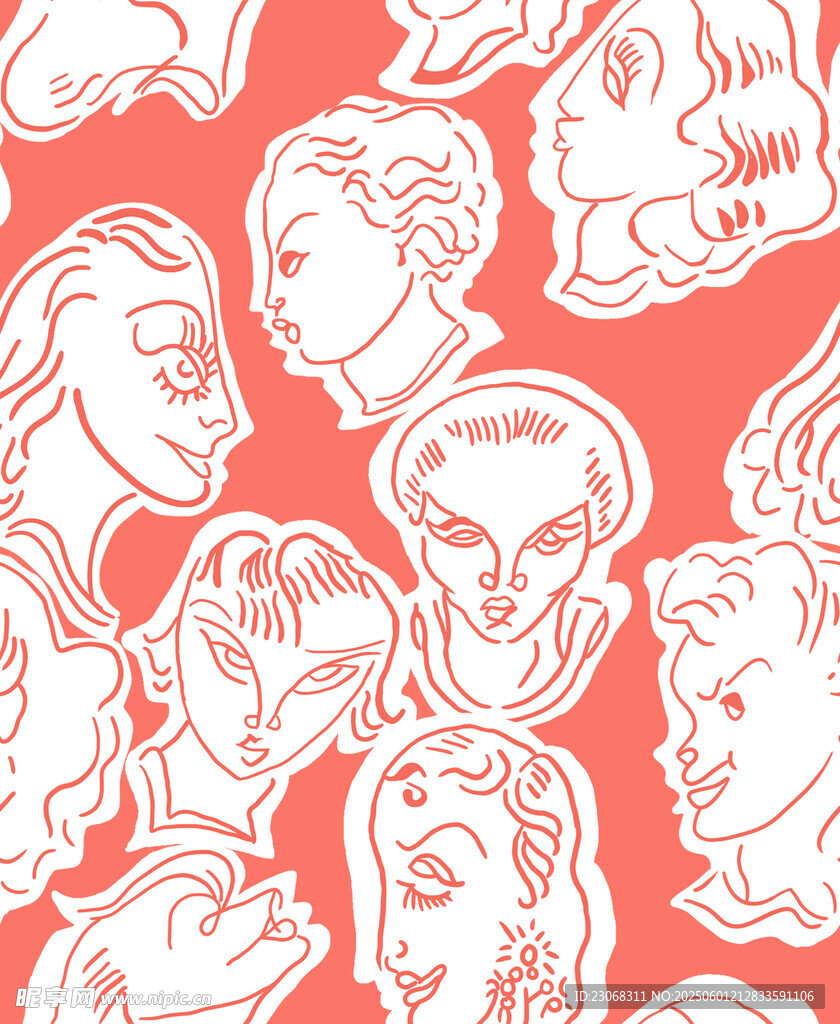 手绘人脸图案背景纹理