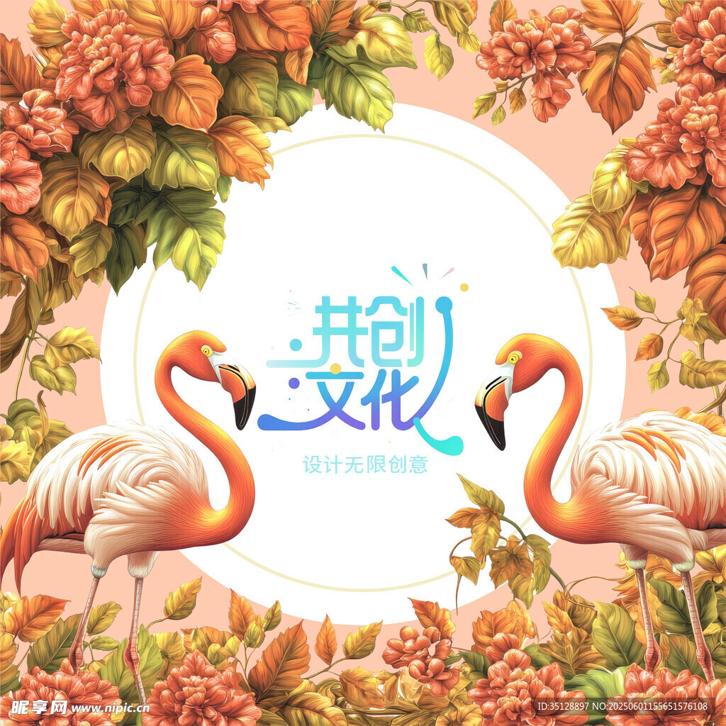 创意花鸟背景插图