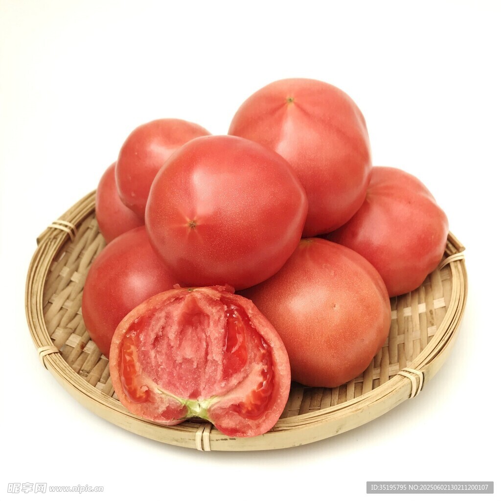 竹篮中的新鲜红番茄