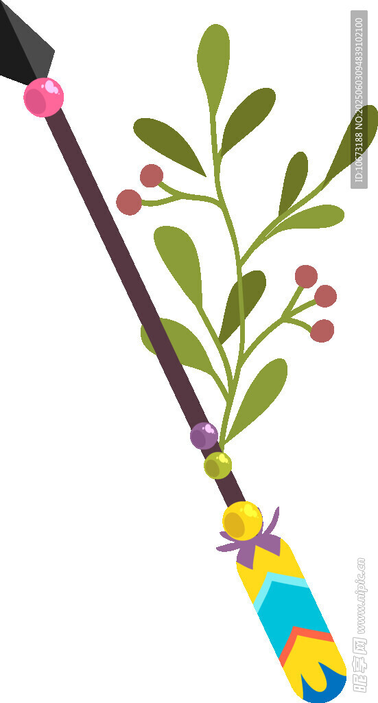 彩色手柄绿植装饰手杖