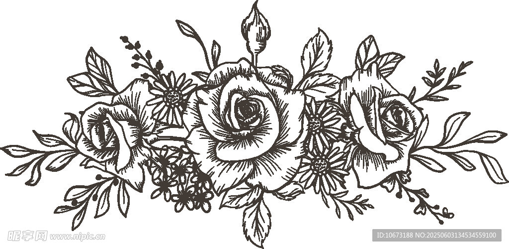 手绘花卉图案装饰元素