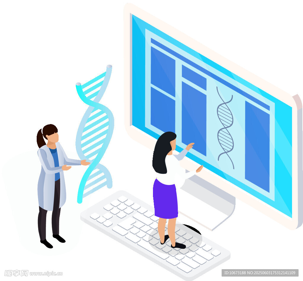 科研人员进行基因数据分析