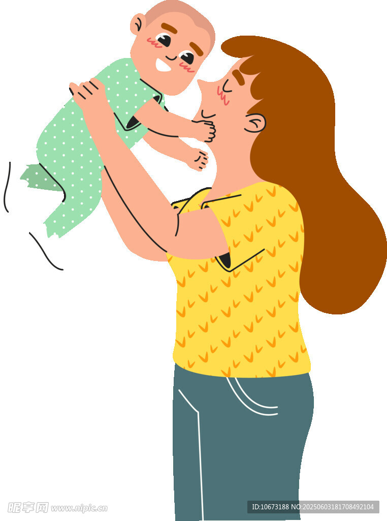 母亲举高逗乐怀中宝宝