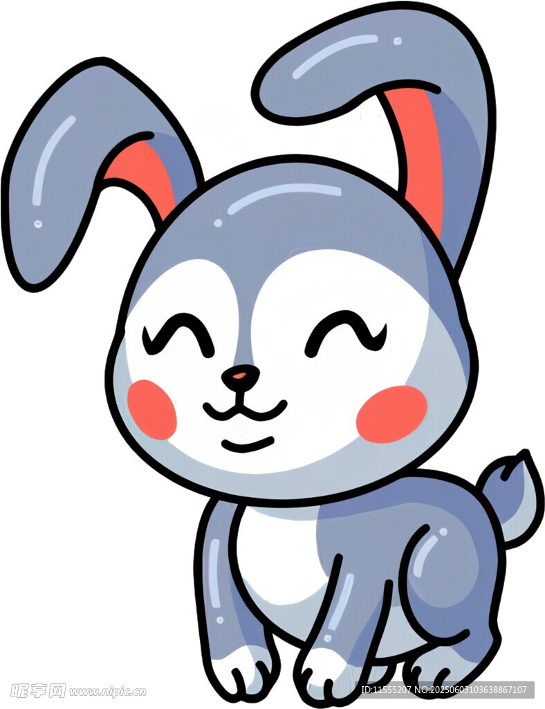 可爱灰蓝色卡通小兔子