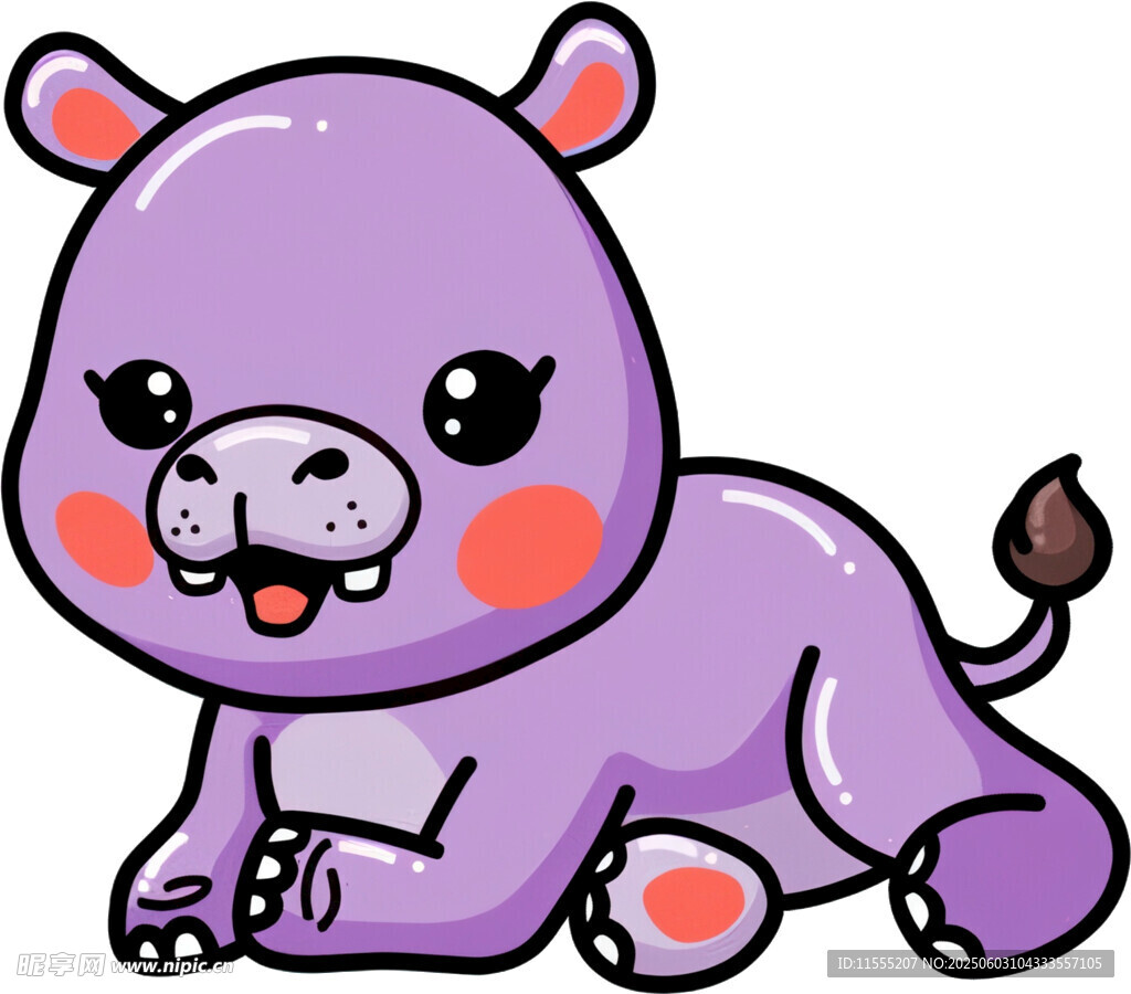 可爱紫色河马卡通形象