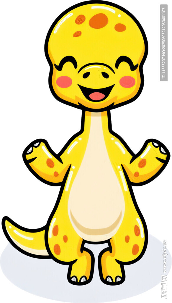 可爱黄色斑点卡通小恐龙