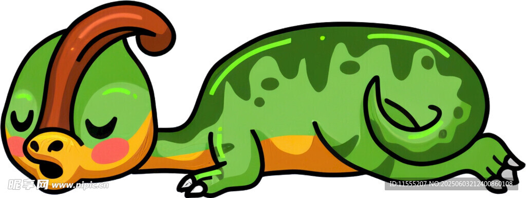 熟睡的绿色卡通小恐龙