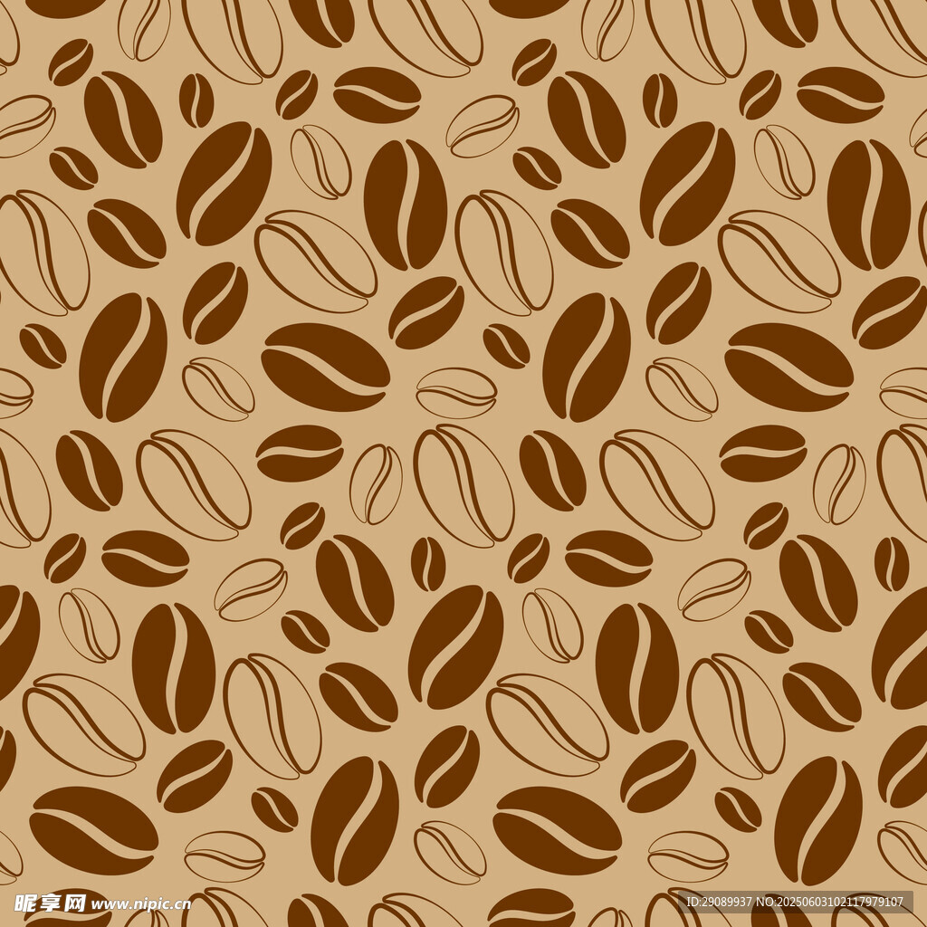 咖啡豆无缝图案背景