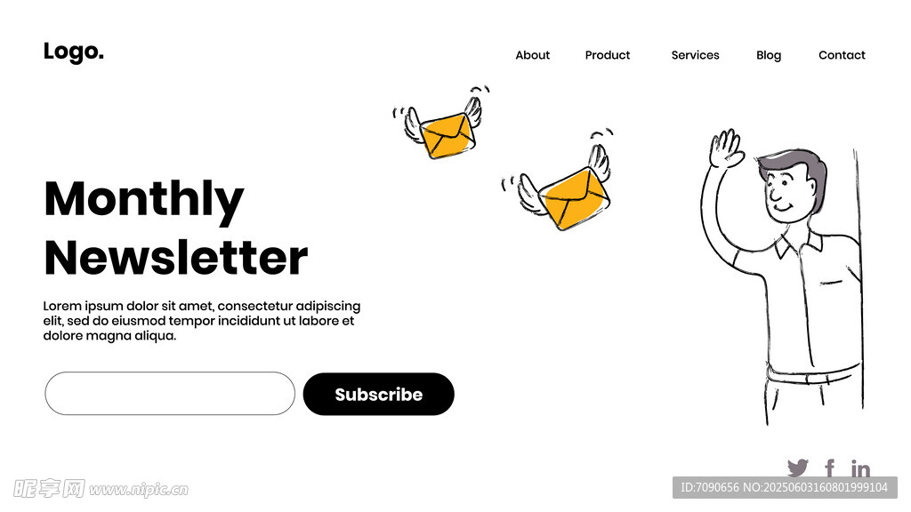 月度通讯插画设计元素