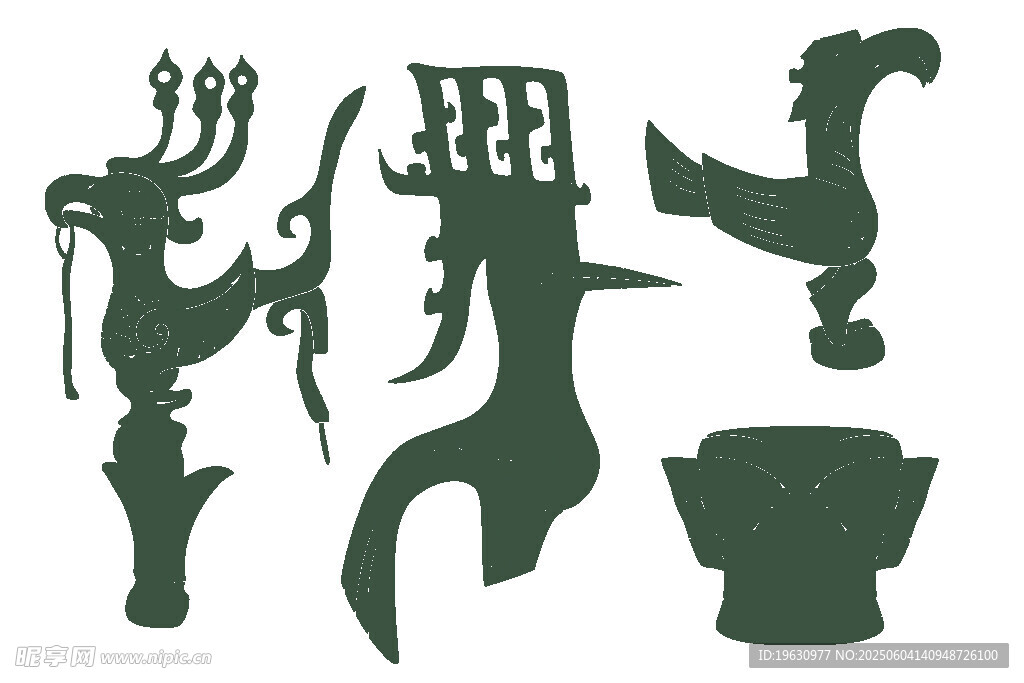 古代青铜器剪影图案