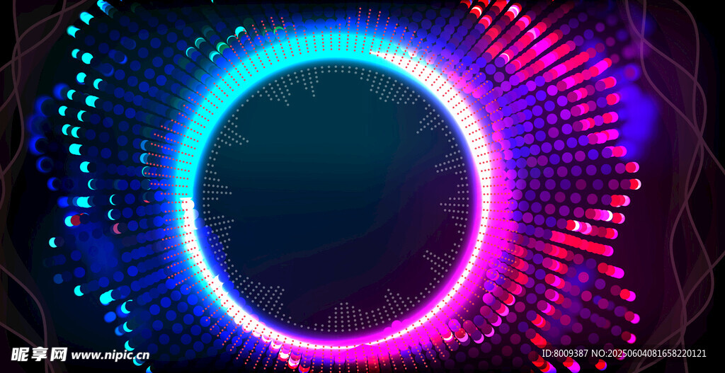 炫彩霓虹环形科技背景图