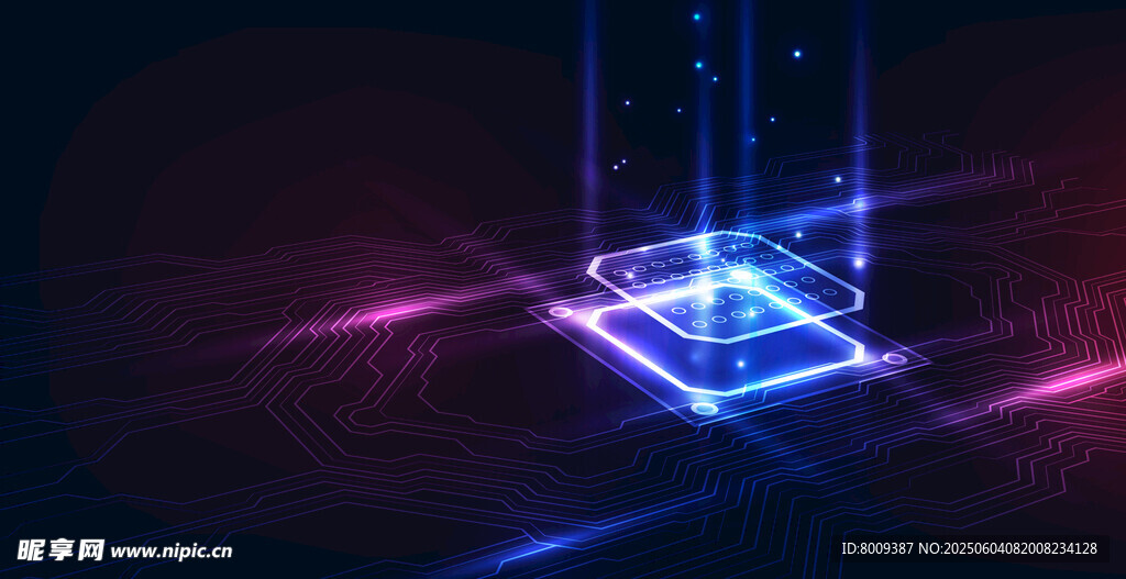 炫彩科技感光线方块场景