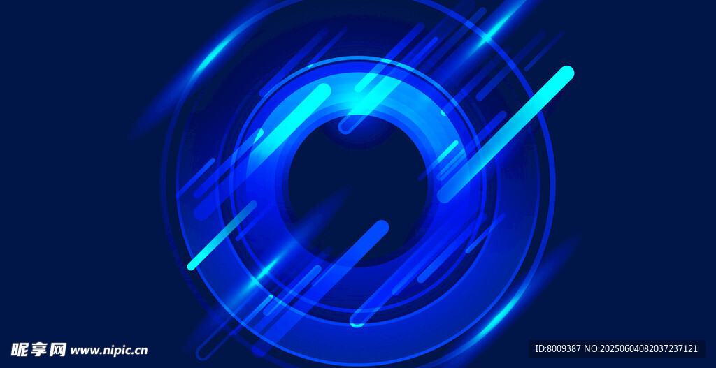 蓝色炫光环形科技图案