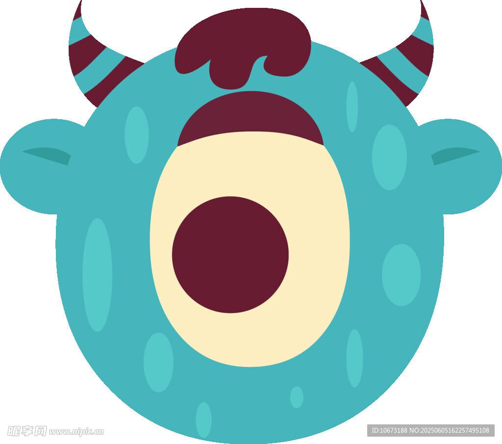 独眼蓝角卡通怪物形象