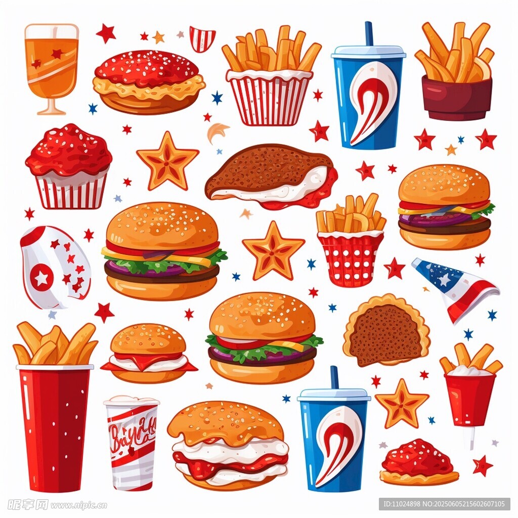 多彩快餐图标集合