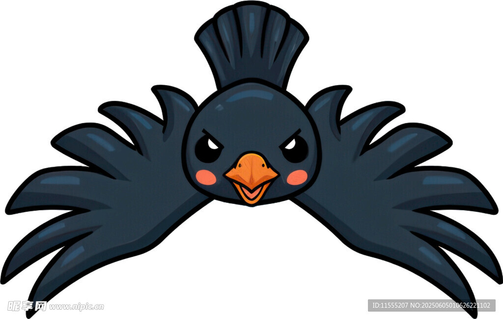飞翔的卡通黑鸟