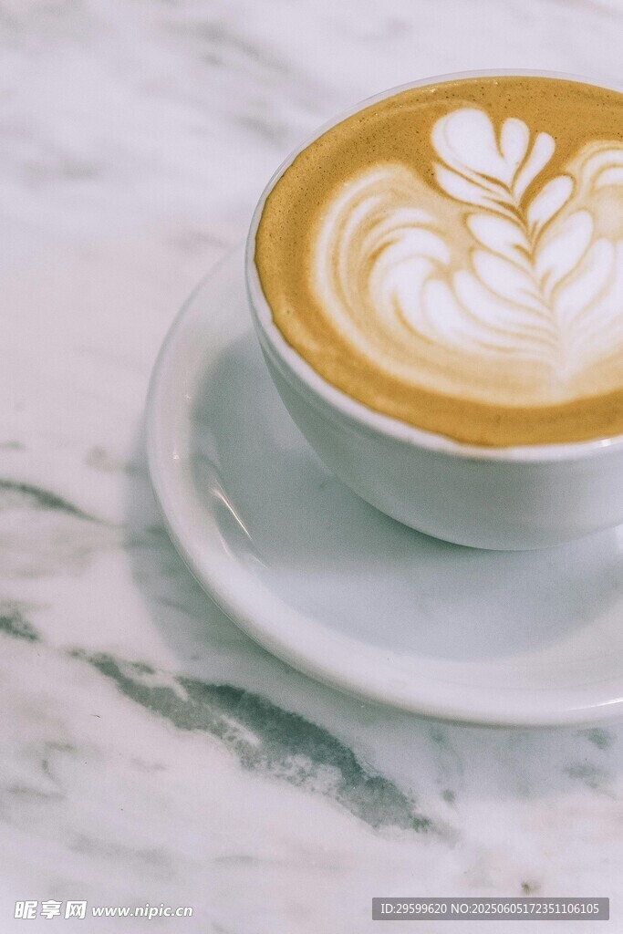 精美拉花咖啡特写