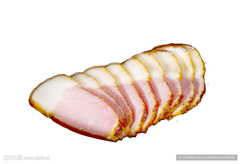 切片火腿肉片特写