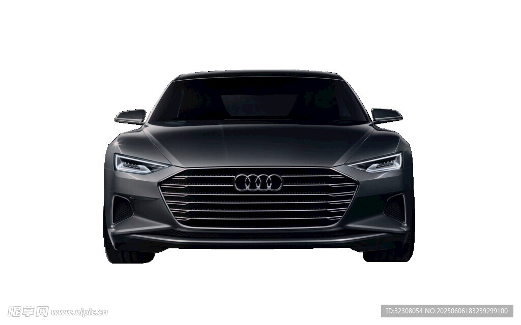 黑色现代轿车正面特写