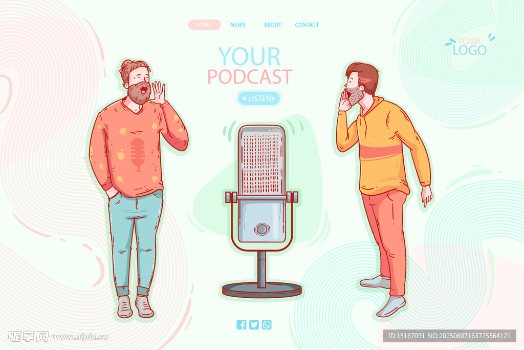 两人面前的麦克风场景