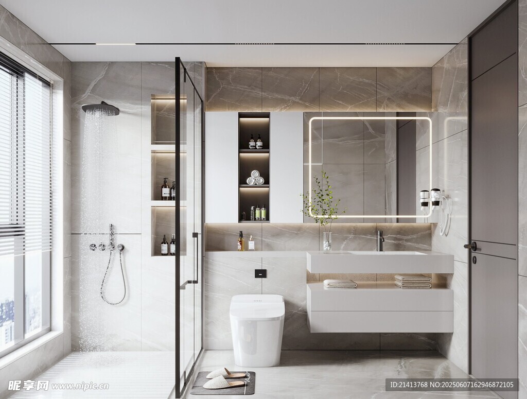 现代简约风格的明亮浴室